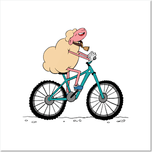 Sheep Riding A Bicycle Posters and Art